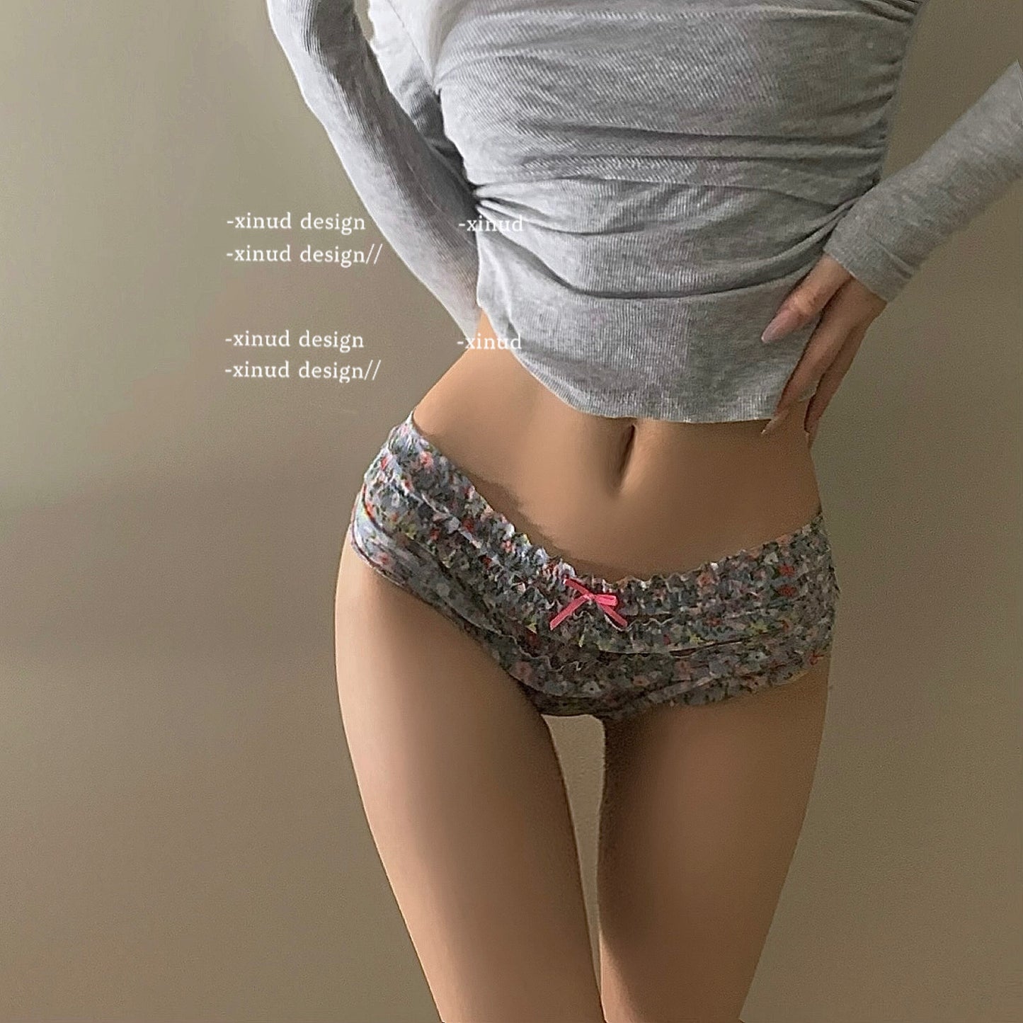 Calcinha floral sexy vintage feminina