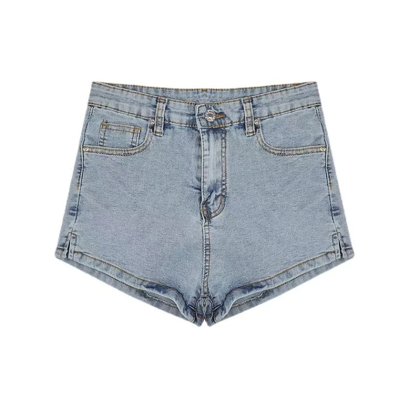 Shorts jeans curto feminino de verão, cintura alta, elástico, pernas longas, sexy, quadril, calça curta, menina, mulher, confortável, casual