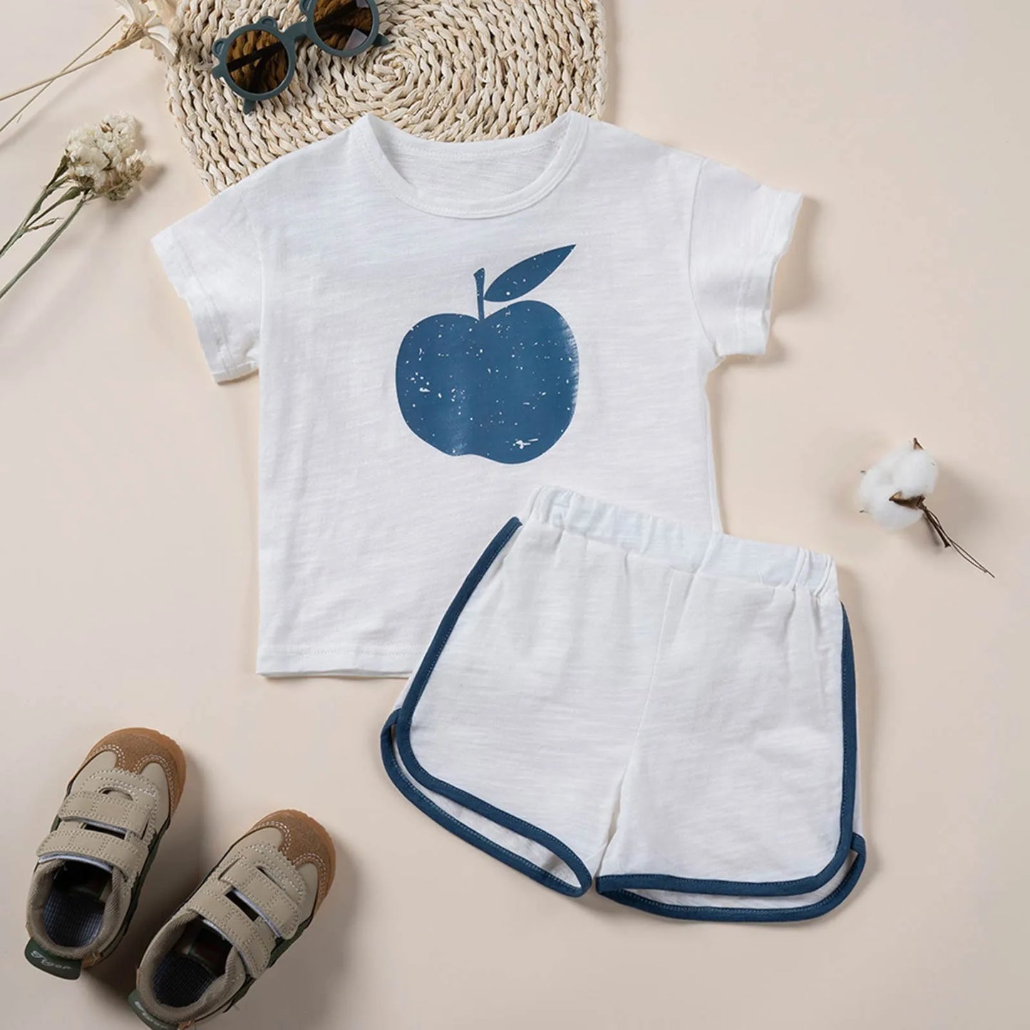 Conjunto de cardigã e shorts de manga curta com lapela para meninos, verão, praia, camisa floral de verão, dois shorts, roupa de outono para meninos