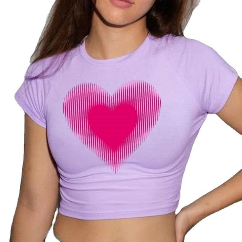 Camiseta curta feminina de manga curta, camiseta curta com cintura alta e top