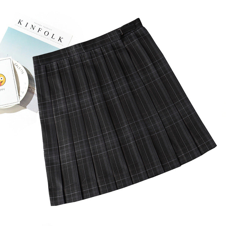 Women's High Waist Plaid Uniform Pleated Skirt