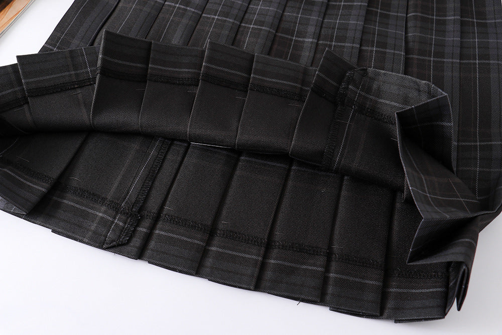 Women's High Waist Plaid Uniform Pleated Skirt