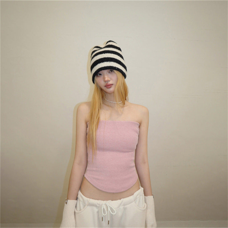 Women's Fashion Pure Color Tube-top Vest Outer Tops