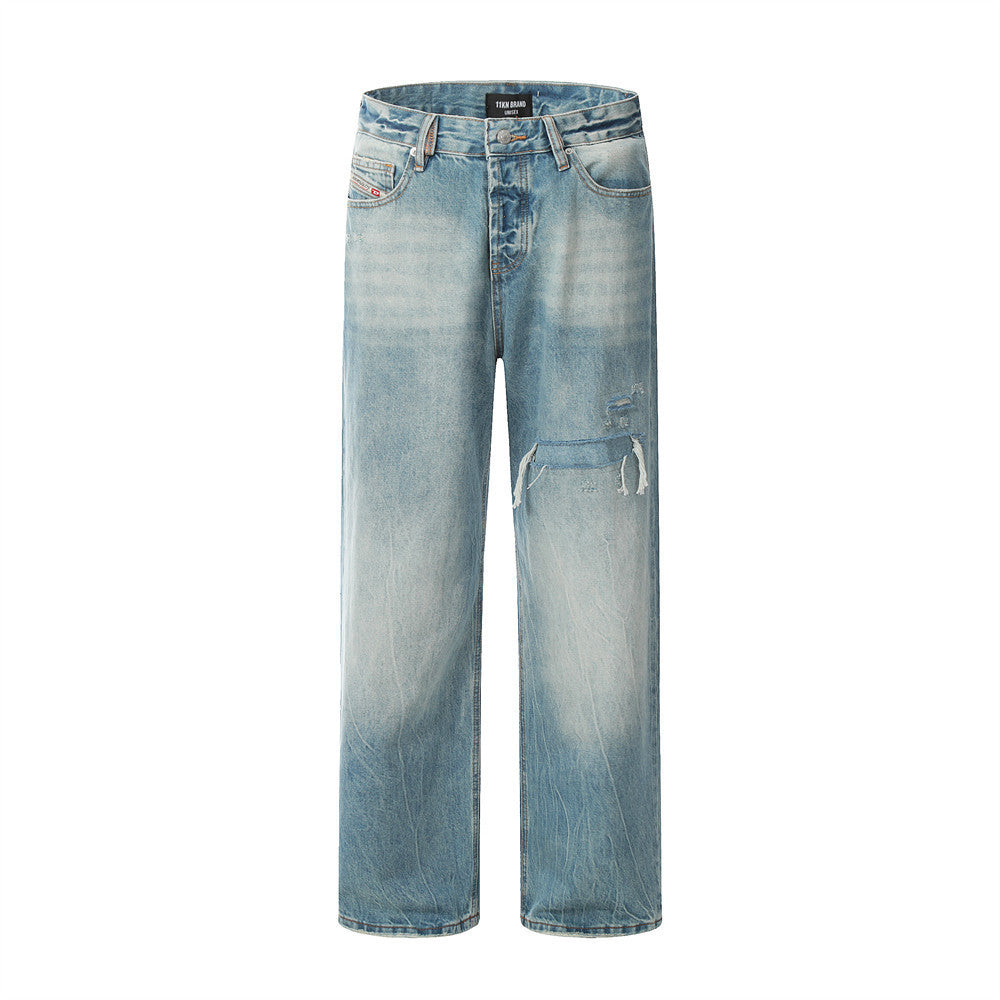 Fashion Holes Straight Jeans For Men