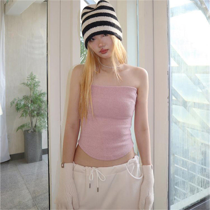 Women's Fashion Pure Color Tube-top Vest Outer Tops