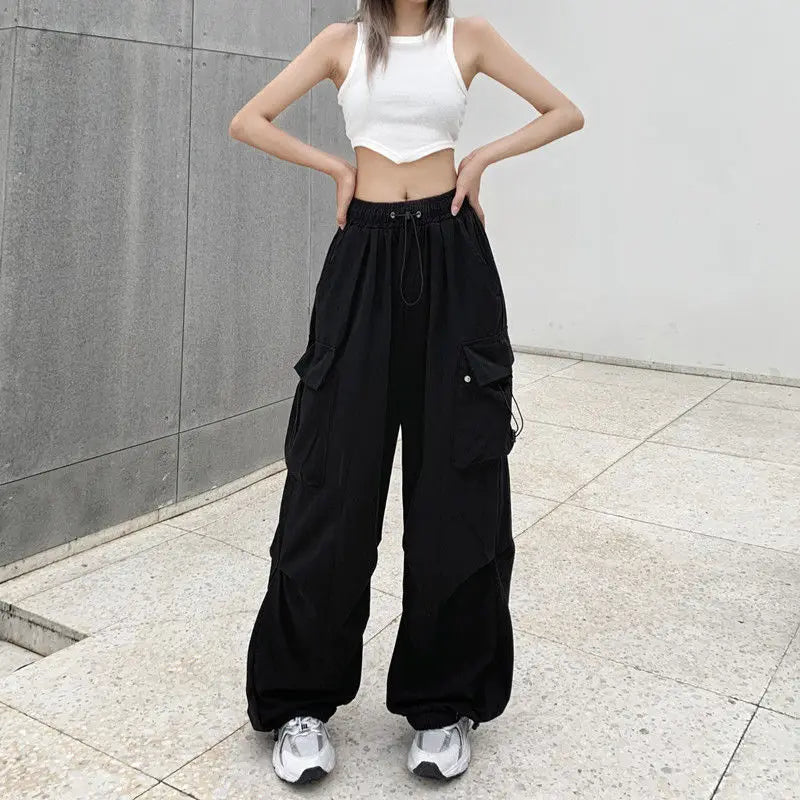 Women Y2K Streetwear Cargo Pants Vintage Fashion High Waist Baggy Trousers Female Loose Sweatpants Wide Leg Joggers Trousers