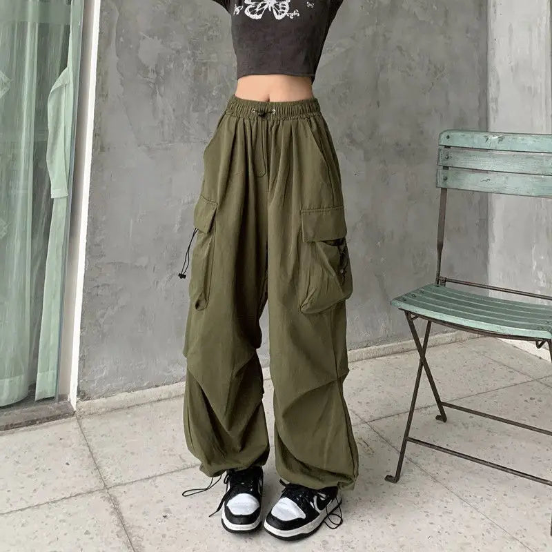 Women Y2K Streetwear Cargo Pants Vintage Fashion High Waist Baggy Trousers Female Loose Sweatpants Wide Leg Joggers Trousers