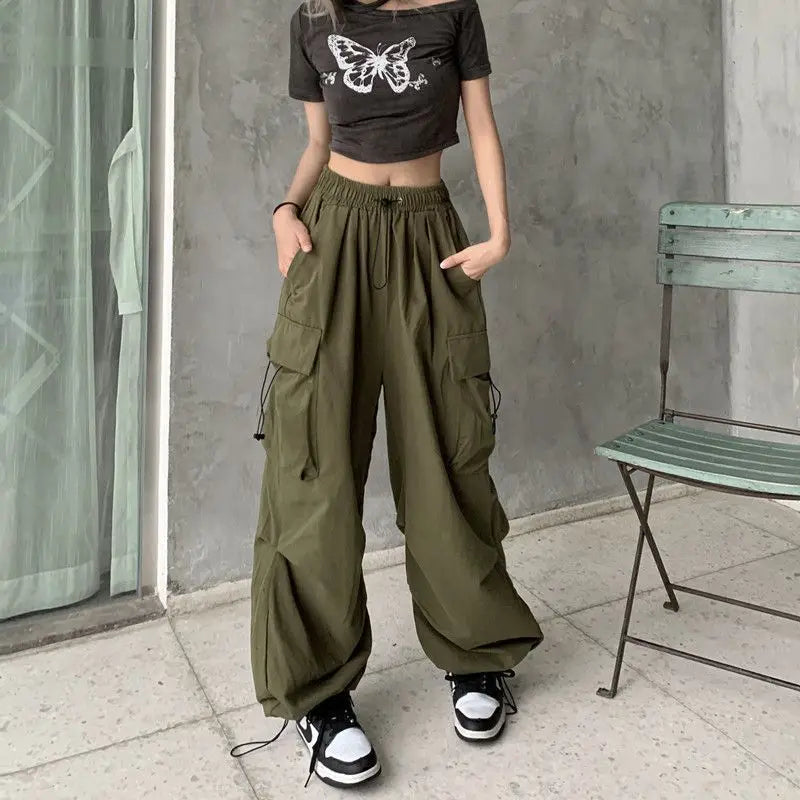 Women Y2K Streetwear Cargo Pants Vintage Fashion High Waist Baggy Trousers Female Loose Sweatpants Wide Leg Joggers Trousers