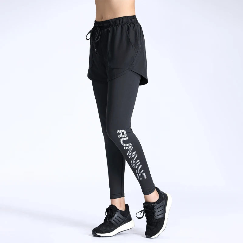 Women Running Trousers 2 In 1 Yoga Sports Fitness Leggings Quick Dry Jogger Training Sportpants High Waist Female Gym Pants