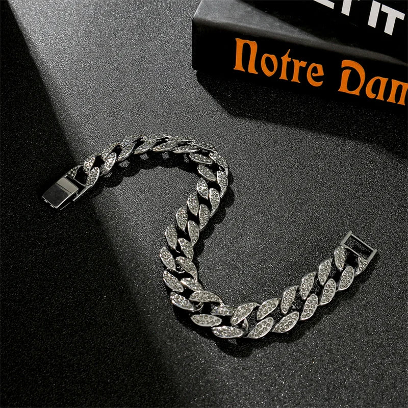 Miami Cuban Link Crystal Anklet for Women Beach Foot Jewelry Hip Hop Rhinestone Quenching Gold Silver Color Summer Party Gift