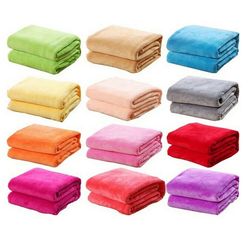 Plain Flannel Coral Blanket Small Fleece Sheet Super Warm Solid Micro Plush Fleece Blanket Throw Rug Sofa Bedding Supplies