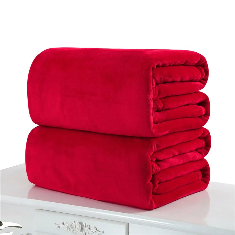 Plain Flannel Coral Blanket Small Fleece Sheet Super Warm Solid Micro Plush Fleece Blanket Throw Rug Sofa Bedding Supplies