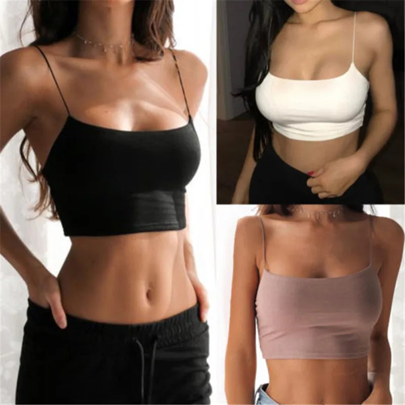 2024 Nova Moda Feminina Sexy Crop Tops Sólidos Verão Camis Mulheres Casual Tank Tops Colete Sem Mangas Crop Tops blusas