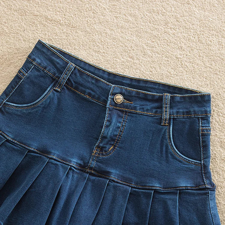 Plus Size Skirts for Women 4xl 5xl 6xl Summer Fashion Patchwork Ruffles High Waist Shorts Skirt Woman Casual Pleated Denim Skirt