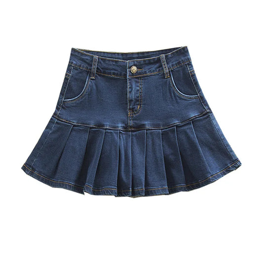 Plus Size Skirts for Women 4xl 5xl 6xl Summer Fashion Patchwork Ruffles High Waist Shorts Skirt Woman Casual Pleated Denim Skirt