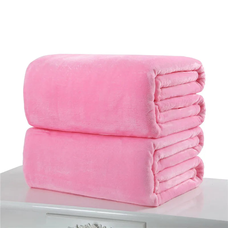 Plain Flannel Coral Blanket Small Fleece Sheet Super Warm Solid Micro Plush Fleece Blanket Throw Rug Sofa Bedding Supplies