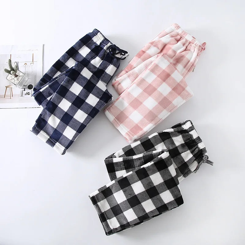 Fdfklak Fashion Plaid New Men Pajama Pants Loose Large Size Flannel Warm Autumn Winter Male Home Wear Trousers Pyjama Homme