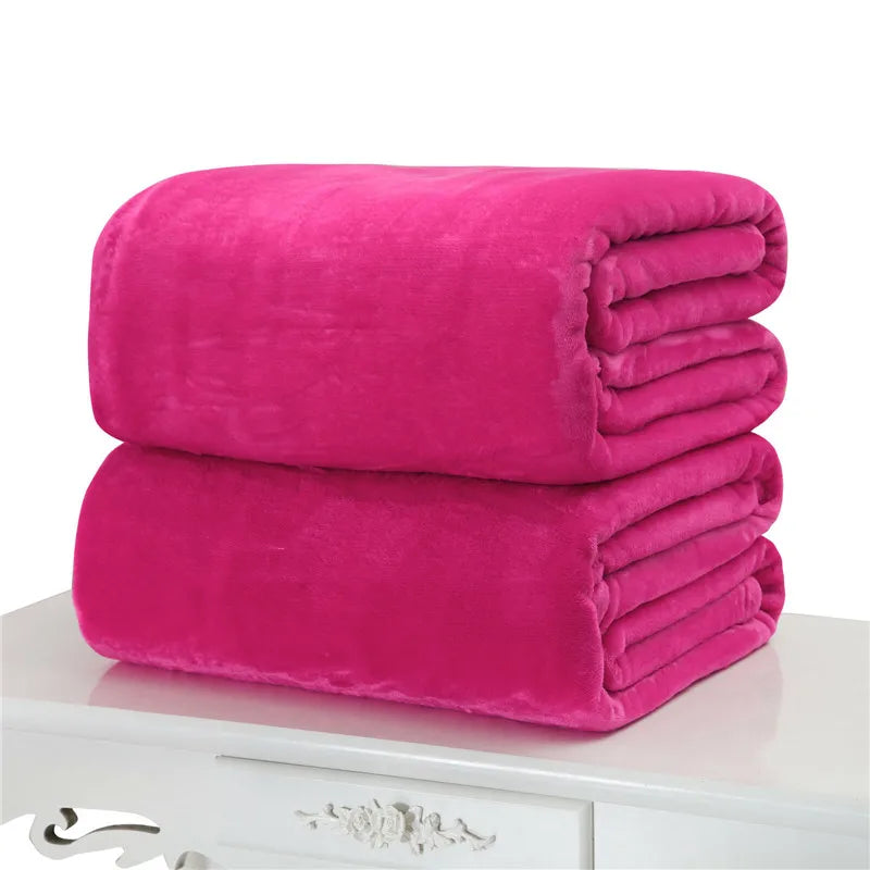 Plain Flannel Coral Blanket Small Fleece Sheet Super Warm Solid Micro Plush Fleece Blanket Throw Rug Sofa Bedding Supplies