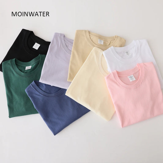 MOINWATER Women New Khaki Solid T shirts Female 100% Cotton Tees Lady Short Sleeve T-shirt Tops for Summer MT21025