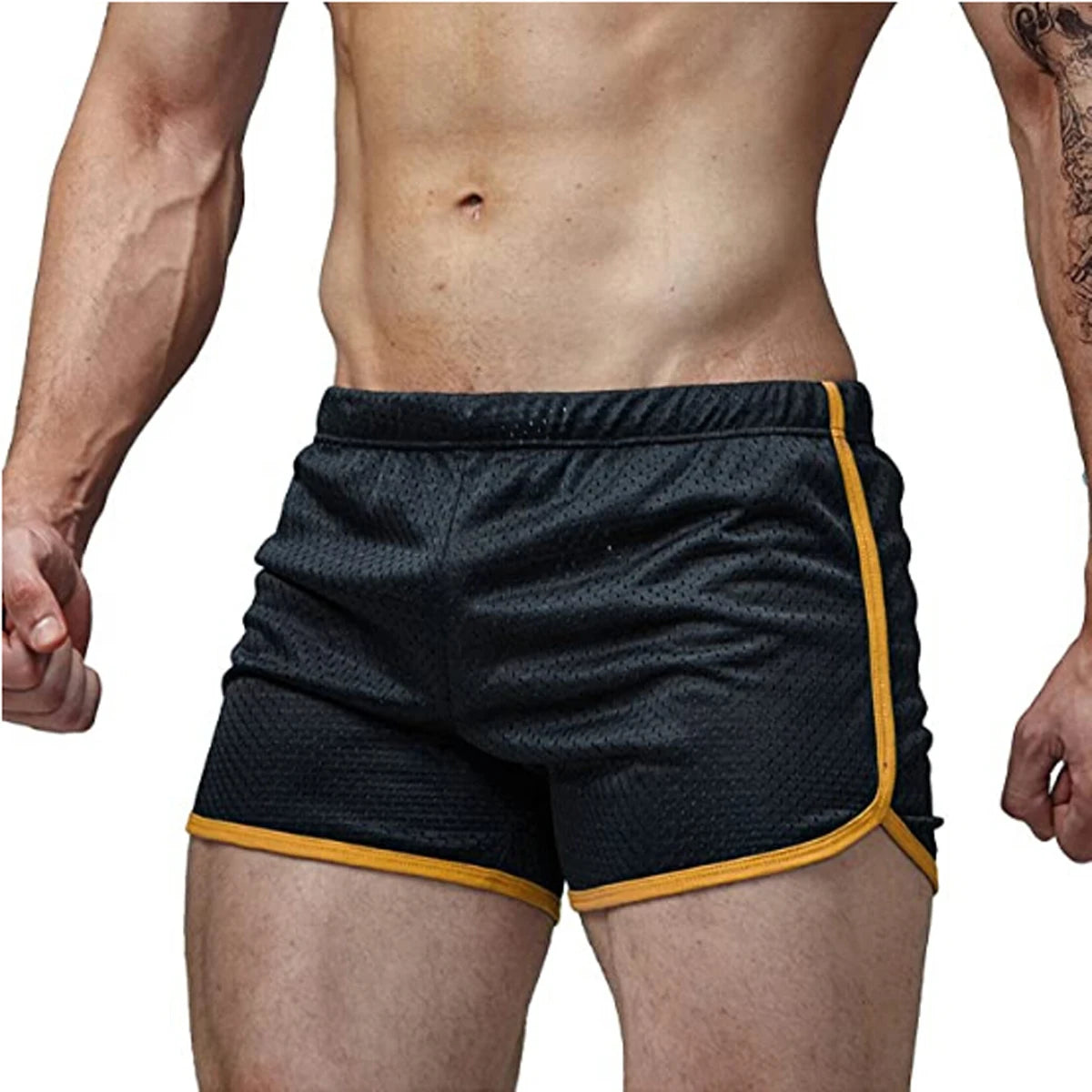 Quick Dry Shorts Beachwear Workout Gym Sports Running Fitness Casual Elastic Drawstring Mesh Shorts For Men