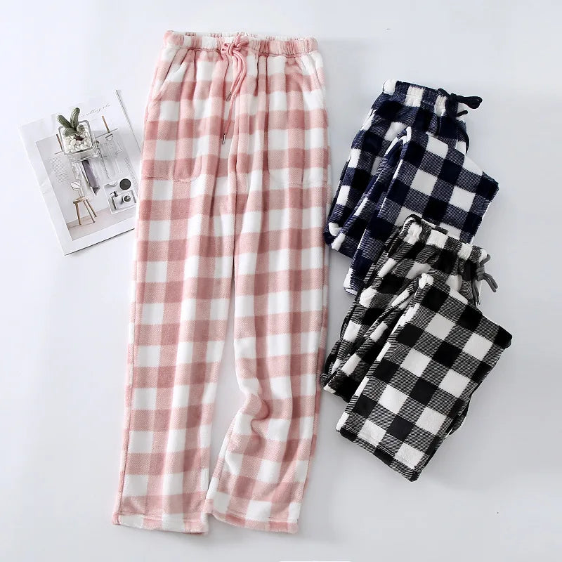 Fdfklak Fashion Plaid New Men Pajama Pants Loose Large Size Flannel Warm Autumn Winter Male Home Wear Trousers Pyjama Homme