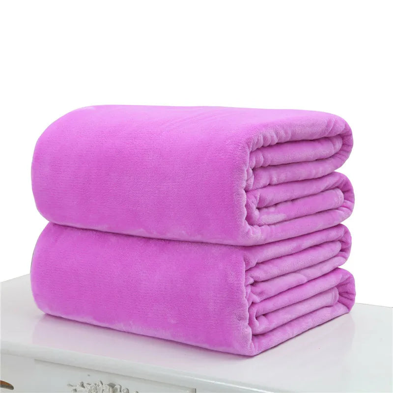 Plain Flannel Coral Blanket Small Fleece Sheet Super Warm Solid Micro Plush Fleece Blanket Throw Rug Sofa Bedding Supplies