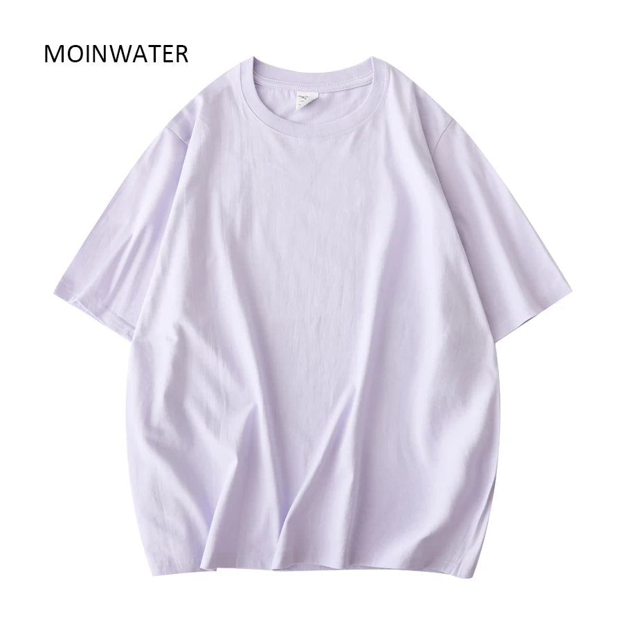 MOINWATER Women New Khaki Solid T shirts Female 100% Cotton Tees Lady Short Sleeve T-shirt Tops for Summer MT21025