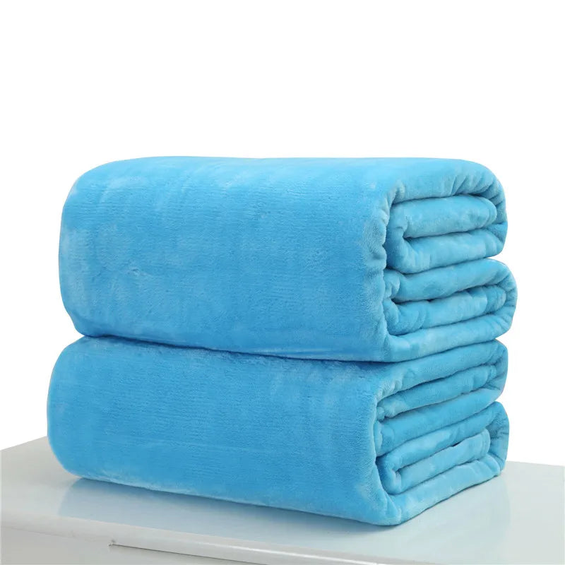 Plain Flannel Coral Blanket Small Fleece Sheet Super Warm Solid Micro Plush Fleece Blanket Throw Rug Sofa Bedding Supplies