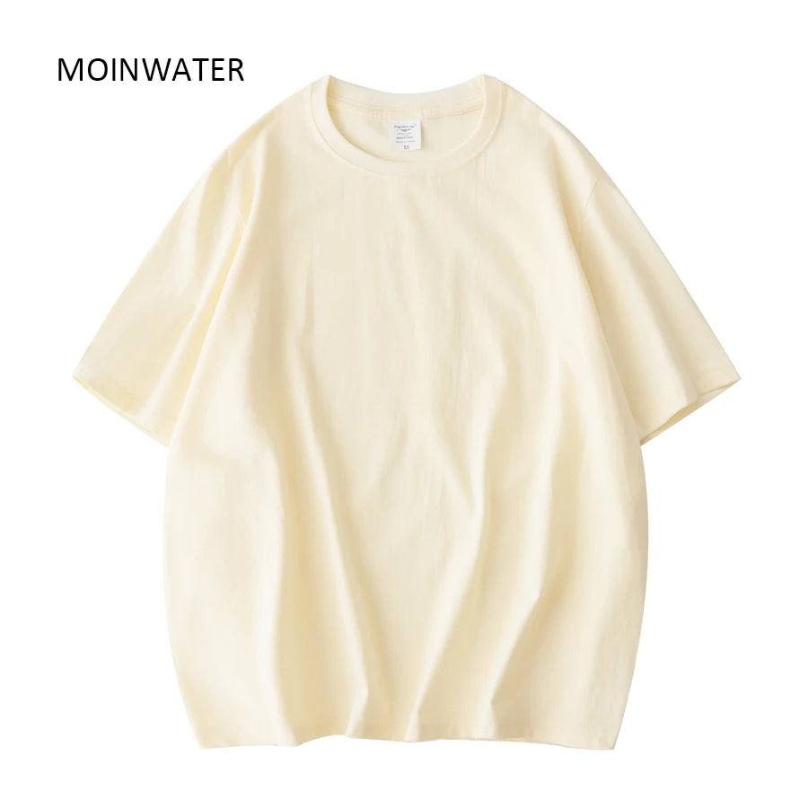 MOINWATER Women New Khaki Solid T shirts Female 100% Cotton Tees Lady Short Sleeve T-shirt Tops for Summer MT21025