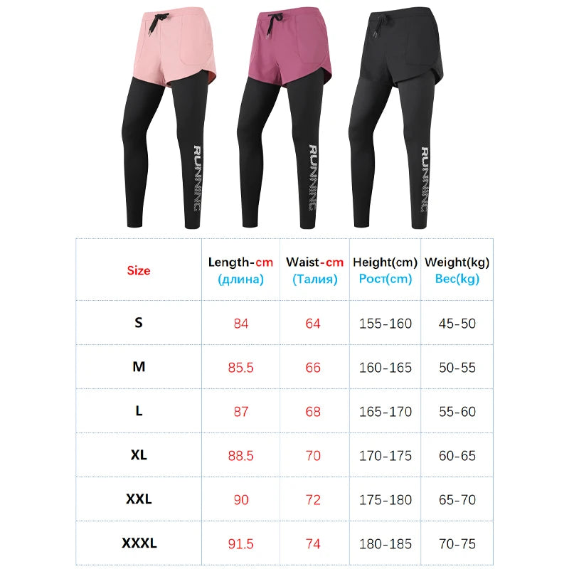 Women Running Trousers 2 In 1 Yoga Sports Fitness Leggings Quick Dry Jogger Training Sportpants High Waist Female Gym Pants