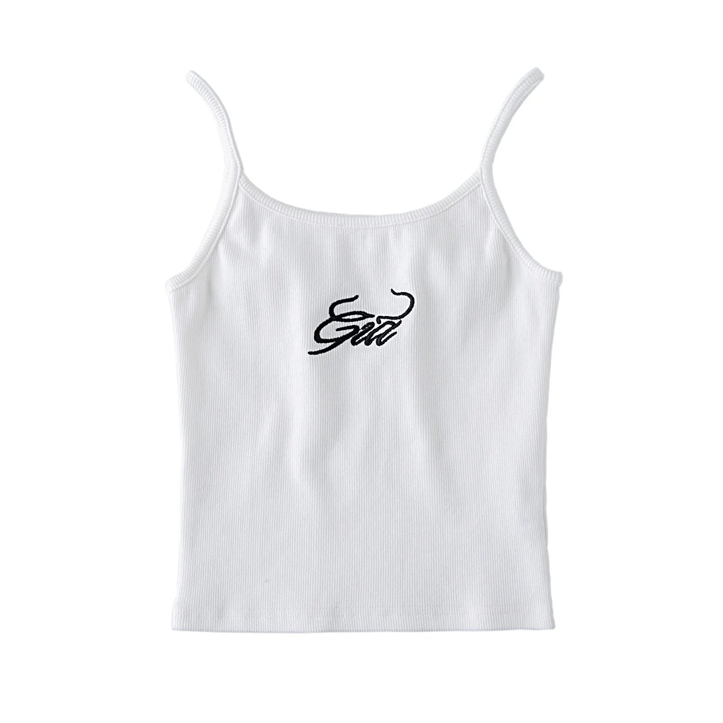 Summer Women Cotton Wrap Crop Tank Top Sleeveless Vest Solid Sexy Y2K Short Streetwear Gia Letters Ribbed Embroidered Camisole