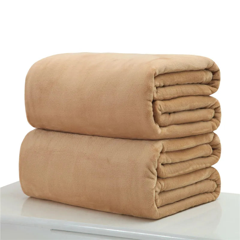 Plain Flannel Coral Blanket Small Fleece Sheet Super Warm Solid Micro Plush Fleece Blanket Throw Rug Sofa Bedding Supplies