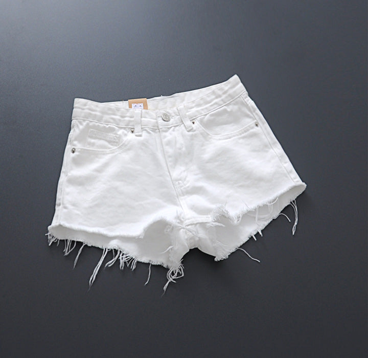 Hong Kong Fashion Brand Tassels Slim-Fit Slim Looking Denim Shorts