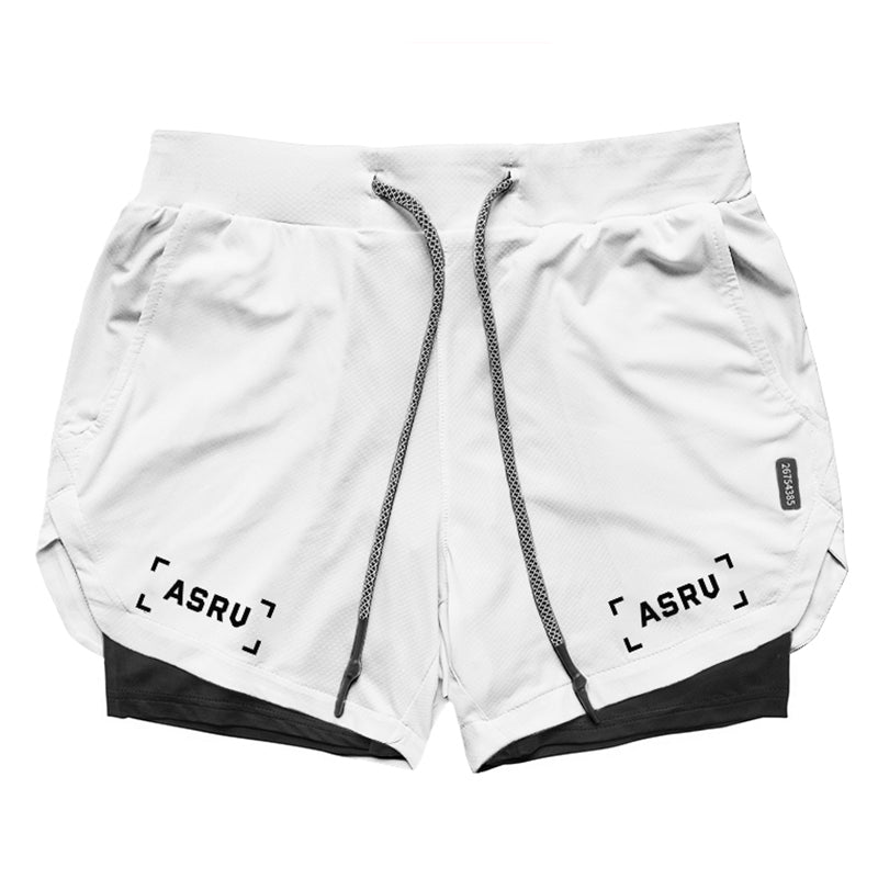 American ASRV Double-Layer Sports Shorts Men Elastic Breathable Fitness Boxing Running Basketball Comprehensive Training Pant