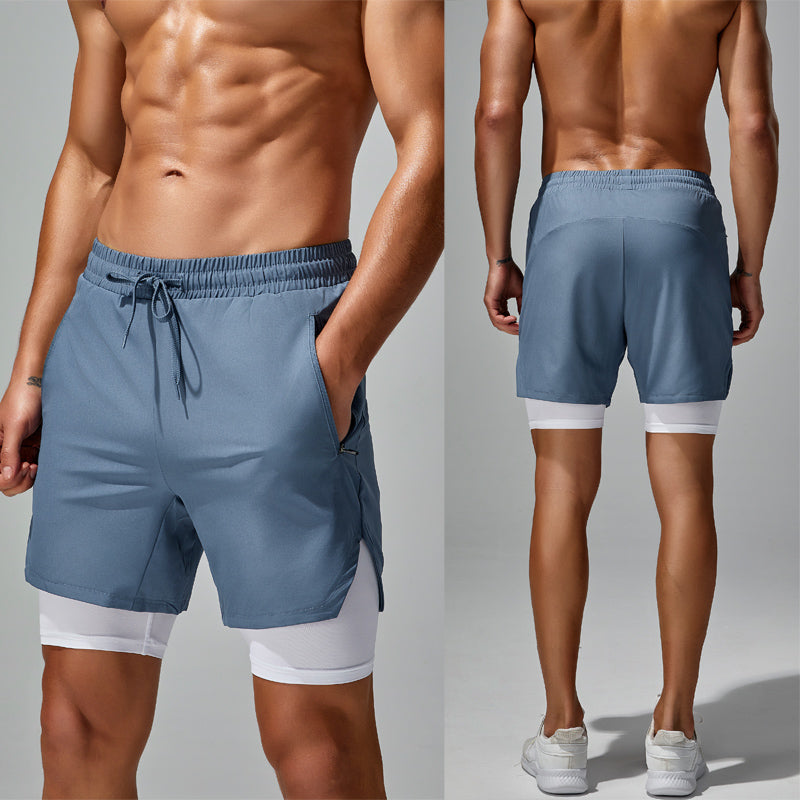 Lightweight Double-Layer Men's Fake Two-Piece Workout Shorts