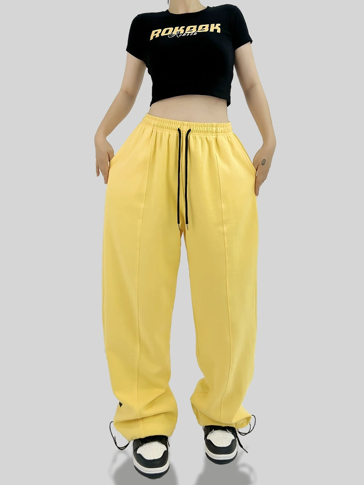 ROKBBK-K/Rokbbk-K Goose Yellow Hip Hop Sports Calças Jazz Calças Jazz para Mulheres Roupa Solta