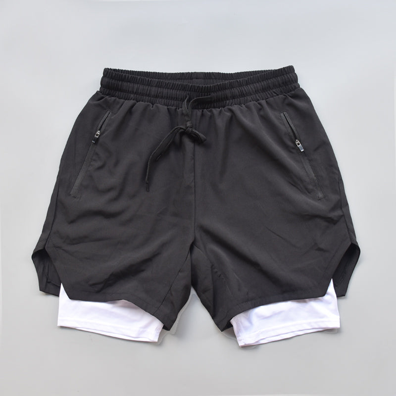 Lightweight Double-Layer Men's Fake Two-Piece Workout Shorts