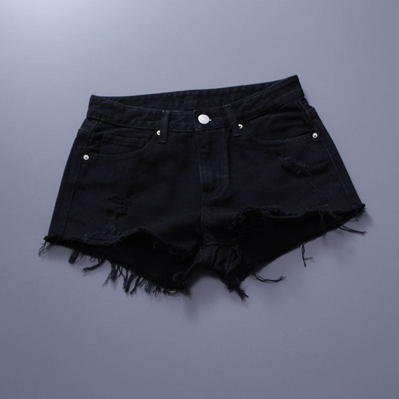 Hong Kong Fashion Brand Tassels Slim-Fit Slim Looking Denim Shorts