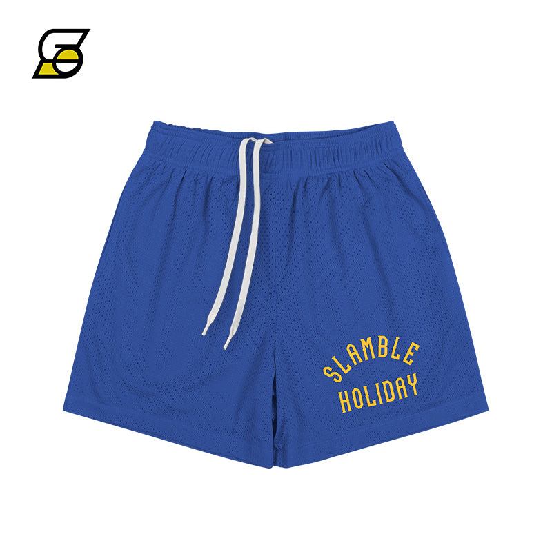 Slamble Summer Holiday Double-Layer Mesh American Shorts Men's Quick-Drying Breathable Basketball Sports Pants Cropped Pants