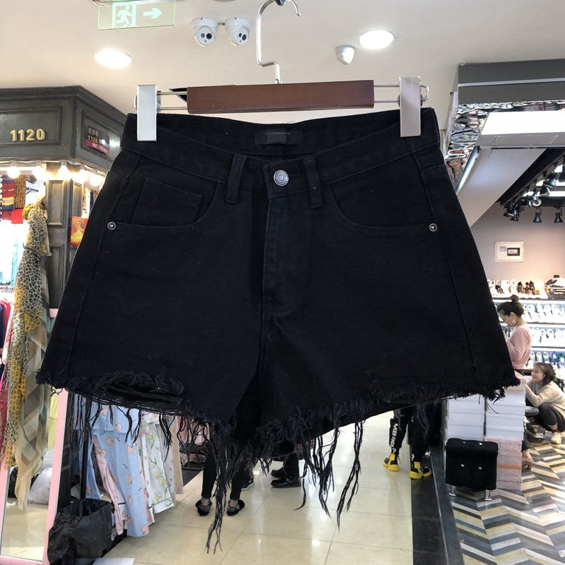 Autumn 2024 New Arrival Plus Size Plus Size Ladies White High-Waist Denim Shorts Female Student All-Matching Wide Leg A- line Hot Pants Ins Tide