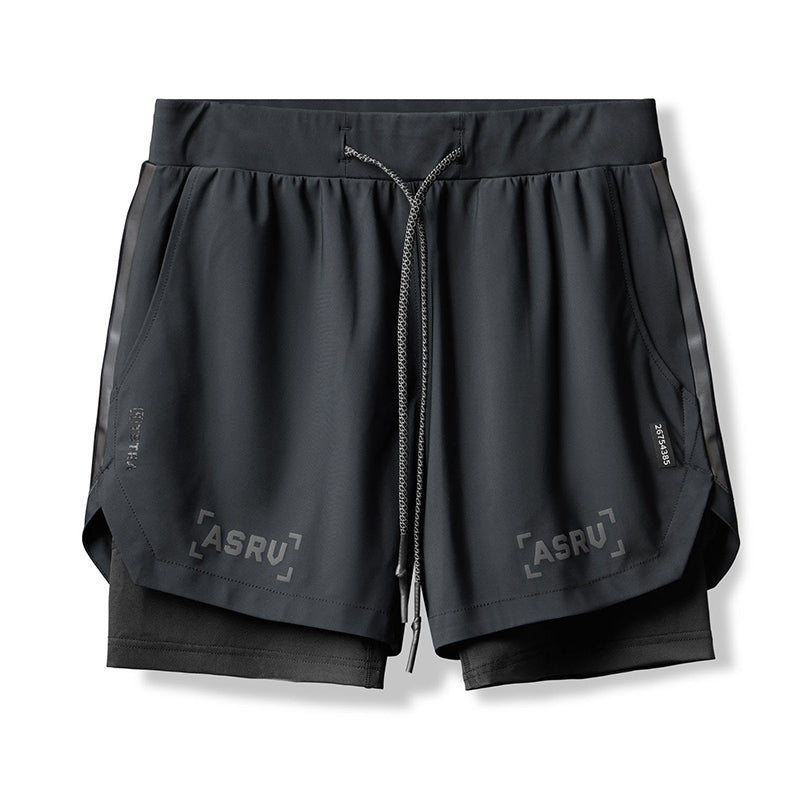 ASRV Men's Fitness Double-Layer Laser Shorts Basketball