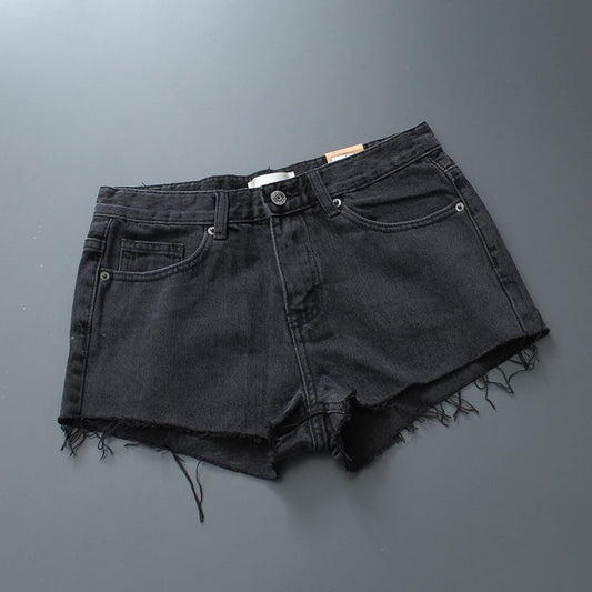 Hong Kong Fashion Brand Tassels Slim-Fit Slim Looking Denim Shorts