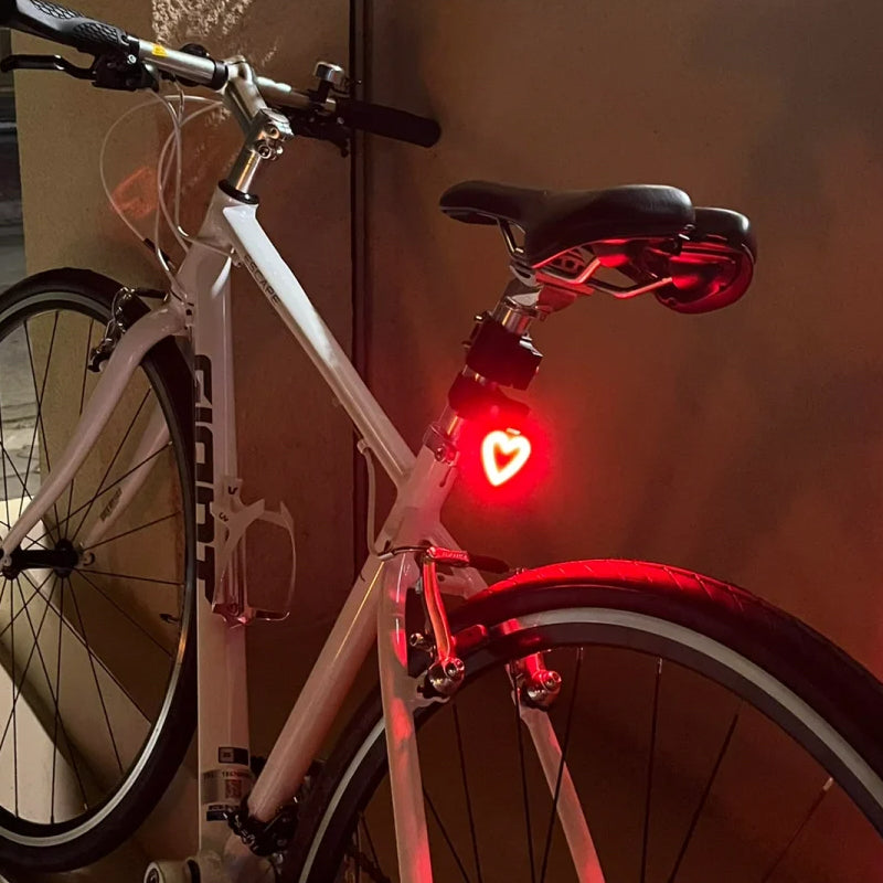 Mountain Bike Night Travel Taillight Night Riding Lights Road Bike Adapted to Giant Heart Taillight Warning Creative