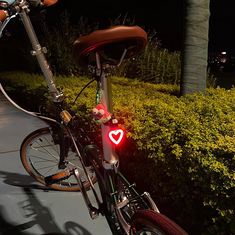 Mountain Bike Night Travel Taillight Night Riding Lights Road Bike Adapted to Giant Heart Taillight Warning Creative