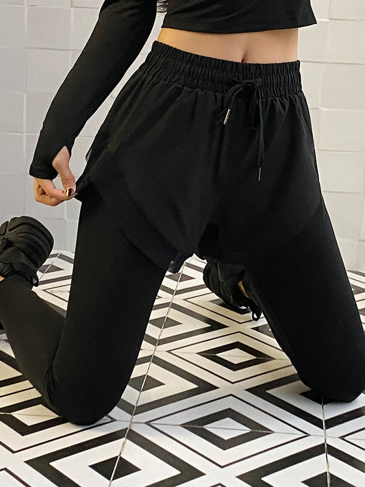 Sports Pants Female Fall and Winter New Arrival Quick-Drying Loose Workout Pants Autumn Winter False-Two-Piece Pants Women's Tight Stretch Yoga Pants