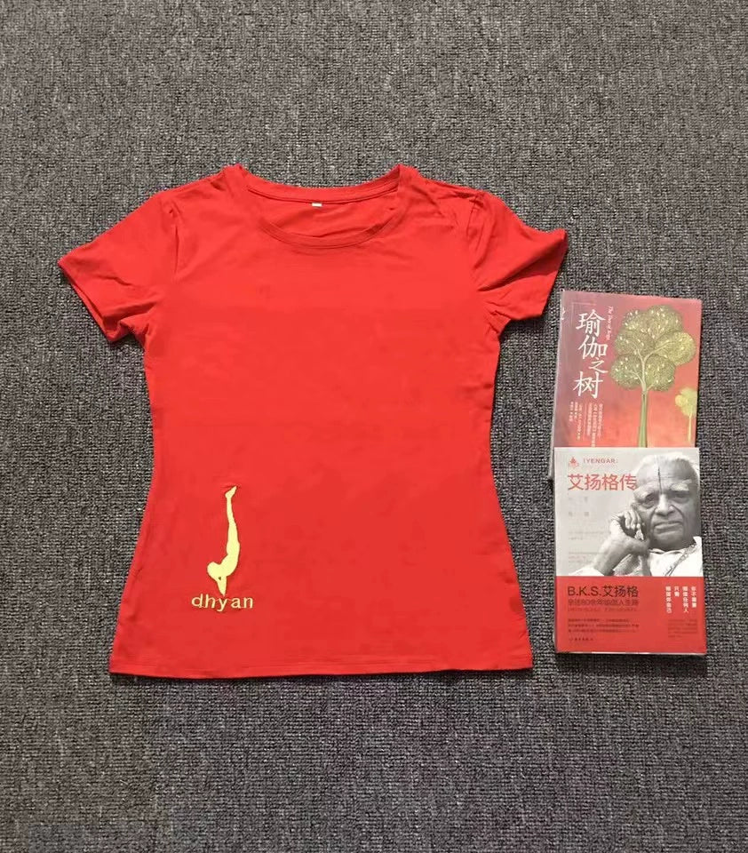 Verão Nova Chegada Iyengar Yoga Roupas Manga Curta Camiseta Top Feminino Silm Fino Algodão Elástico Alto Absorção de Transpiração Propriedade Boa