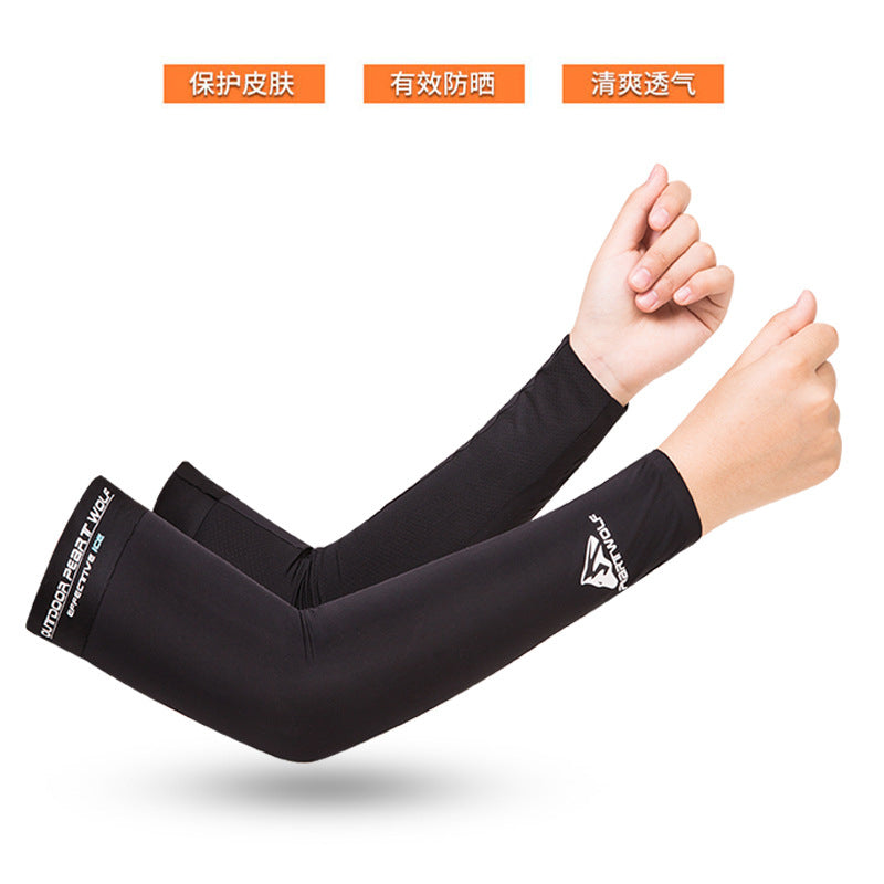 Summer Sun Protection Ice Sleeve Oversleeve Ins Men's and Women's Ice Silk Thin Gloves UV Protection Arm Sleeves Exercise Armguards Tide