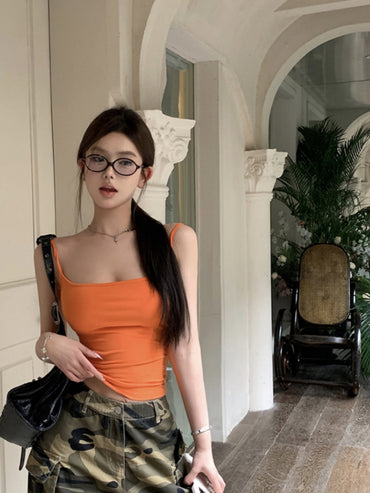 Suspensórios sensuais, colete feminino para o verão com bojo, sutiã sem costas, base interna, estilo americano, doce e picante