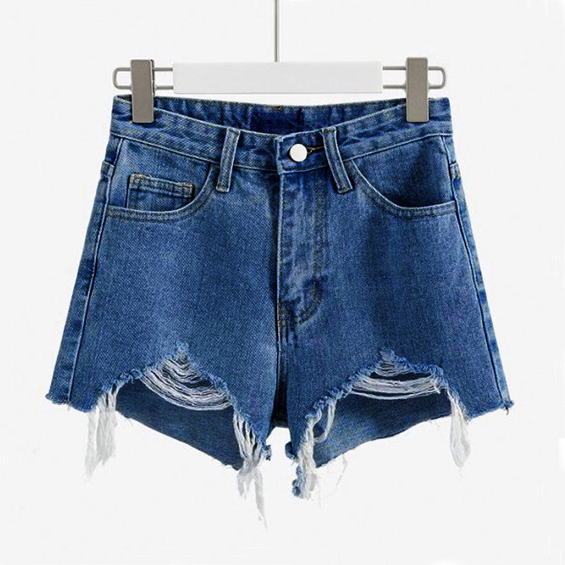 Internet Celebrity Raw Edge Ins Fat Girl A- line Denim Shorts