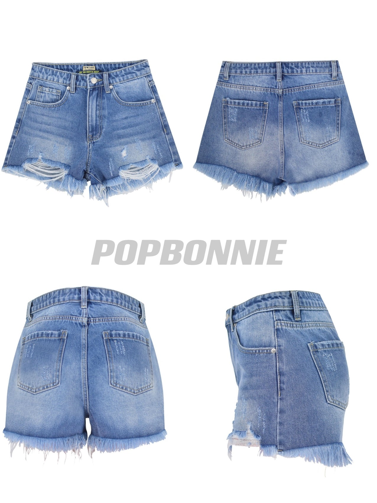 High Waist Wash Distressed Daily Style Casual Denim Shorts